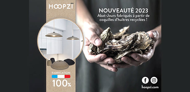 Des abats-jours fabriqués avec un biopolymère et de la poudre de coquilles d'huîtres